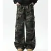 Pantalones de Grulla Camuflados de Bolsillo Múltiple Estilo Americano High Street para Hombre Primavera y Otoño Versátiles de Pierna Ancha Rectos Holgados Casuales