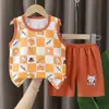 Novo Conjunto de Colete de Verão Infantil, Algodão Puro, Roupa de Verão para Meninas, Roupa Infantil Estilo Coreano, Conjunto de Duas Peças para Meninos, Dropshipping de Peça Única