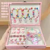 Regalo de Cumpleaños de Princesa Collar Anillo Clip para Oreja Traje Caja de Regalo Joyero para Niña Regalo Día del Niño