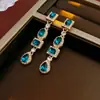 Pendientes de Plata Recubiertos de Oro Real de 18K con Aguja de Plata, Bordado en Forma de Rombo, Pendientes Versátiles Exquisitos y de Moda, Pendientes de Lujo Ligero y de Gama Alta para Mujer