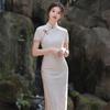 Vestido cheongsam largo de encaje compuesto de primavera y verano de 2023, estilo literario de la República de China, para niña joven.