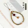 Lanyard para Teléfono Móvil con Cuentas de Sándalo Verde Natural Colgante de Llavero de Sándalo Rojo Estilo Chino Colgante de Boj Flor de Loto para Mujeres