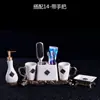 Conjunto de Cinco Peças para Banheiro em Cerâmica Lavatório Conjunto de Higiene Pessoal Diária Estilo Europeu Copo para Enxaguar a Boca Copo para Escovar os Dentes Presente de Casamento Presente