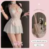 Lencería Sexy Juguetón Gatito Puro Deseo Sirvienta Disfraz Cosplay Tirantes Falda de Mariposa Pechos Expuestos Sexy Qqny Femenino