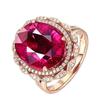 Anel Flor de Rubi Colorido Ins Mais Vendido Temperamento Grande Conjunto Klahao Anel Zircônia Anel Abertura Diamante Completo
