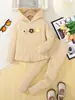 Conjunto de Chándal con Sudadera de Punto Cepillado Grueso Estilo Europeo y Americano para Niñas, Producto Nuevo Transfronterizo