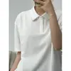 Camisa polo blanca de alta calidad y peso pesado, algodón puro, manga corta, para uso unisex de verano para mujer, top con cuello, camiseta de corte recto estilo americano