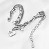 Pulsera Europea y Americana Transfronteriza Nueva de Doble Capa con Cadena en Forma de O de Pines con Corazón de Diamante 18K Personalizada Versátil Venta al por Mayor Venta Caliente