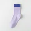Meias 100% Algodão para Mulheres, Meias de Cano Médio para Primavera e Verão, Absorventes de Suor, Antiodor, Antipelos, Meias Esportivas Fitness Color Block Dopamina