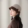 Chapéus para pessoas de meia-idade e idosos outono e inverno versátil quente elegante temperamento chapéus bucket femininos feltro de lã casual ao ar livre chapéus de pescador