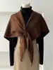 Chal de Punto Cruz de Mezcla de Lana de Color Sólido para Otoño e Invierno para Mujer, Calentador de Cuello Cálido de Invierno, Capa y Chal de Abrigo