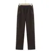 Calça casual de veludo cotelê de perna reta da mamãe, adequada para mulheres de meia-idade e idosas, com forro de fleece para aquecimento extra na primavera, outono e inverno, design de cintura alta