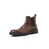 Botines Chelsea de piel para mujer, nuevo estilo otoño/invierno, piel genuina por dentro y por fuera, punta redonda, diseño sin cordones, tacón medio, botines de moda