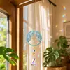 Atrapasol de Cristal Luna Mariposa Carrillón de Viento de Cristal Piedra Triturada Natural Decoración para el Hogar y la Oficina