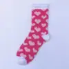 Nuevos Calcetines Cálidos de Coral Fleece para Otoño e Invierno, para Casa, Suelo y Dormir; Calcetines Rayados de Corazón hasta la Pantorrilla para Mujer, Mitad de Felpa