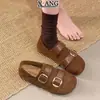 Zapatos de mujer estilo Birkenstock cubiertos de piel, estilo Mary Jane de punta redonda, con suela blanda, cómodos para usar todo el día, versátiles tanto para uso casual como diario
