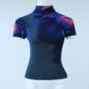 Blusa Plissada Feminina de Manga Curta Fashion Slim Fit Primavera e Verão Nova Miyake Justa Gola Alta Elegante Camiseta Feminina Seção Fina
