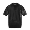Camisa Polo Tricot Manga Curta Gola Lapela Camada Dupla Falso Duas Peças, Camiseta Casual Masculina de Verão Cor Sólida Retrô Estilo Old Money