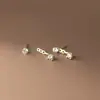Brincos de Tarraxa de Cogumelo Prateado Fresco Estilo Coreano com Strass Brincos Simples para Mulheres Elegante Uso Dupla Face Design de Nicho Brinco