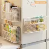 Estante de Almacenamiento para Film Transparente Canasta de Almacenamiento para Colgar en el Lado del Refrigerador Caja Organizadora de Condimentos para Huecos de Cocina sin Agujeros