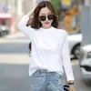 Top versátil de manga larga, suelto, peso pesado, algodón puro, estilo coreano, cuello medio alto, para mujer, nuevo para otoño e invierno 2026, capa base