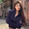 2026 Suéter de Punto Trenzado Retro para Mujer, Talle Ceñido, Aspecto Alto, Doble Cremallera, Cuello Alto, Ropa Interior/Exterior Pequeña Otoño/Invierno