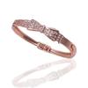 Pulseira aberta de laço de ouro rosa com diamantes europeus e americanos, pulseira da moda para mulheres, banhada a ouro, joias por atacado
