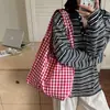 Nuevo Bolso de Pecho Estilo Coreano Retro a Cuadros Estilo Universitario Bolso de Hombro de Gran Capacidad Ligero Moderno para Mujer