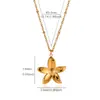 Colar Transfronteiriço de Aço Titânio Banhado a Ouro 18K com Flor e Borboleta, Design Simples Esmaltado, Corrente de Clavícula Fresca e Fofa, Não Desbota, Atacado