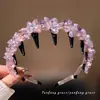 Diadema de moda con dientes de cristal rosa coreano, full-diamond, accesorio para el cabello, simple y elegante, diadema versátil vintage, pasador de pelo, estilo nuevo