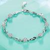Pulsera de diamantes con diseño de flores y diamantes de imitación para niña, estilo japonés y coreano, con chapado en plata 925, joyería al por mayor