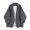 Blazer casual oversized estilo coreano para primavera e outono, comprimento médio, para estudantes do sexo feminino, com design solto inspirado em Hong Kong