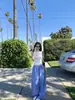 Pantalones de Lino Anchos Casuales Holgados de Color Puro con Sensación de Oxígeno Freewear para Mujer