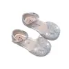 Sandalias de Princesa para Niñas Zapatos de Cristal 2026 Verano Nuevas Sandalias Infantiles de Suela Suave de Punta Cerrada para Niñas con Lazo
