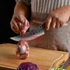 Cuchillo curvo pequeño de forja con patrón de martillo, cuchillo de hueso para uso doméstico, cuchillo de carnicero para cortar carne al aire libre, cuchillo de cocina para cortar pescado