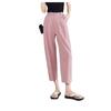 Calça Cropped Estilo Foice Fina para Mulheres, Calça Casual, Novo Estilo Verão 2026, Calça de Perna Larga Estreita, Calça Feminina Slim de Cintura Alta, Rosa