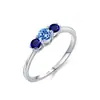 Anillo de Plata de Ley S925 Nuevo Zirconio Azul Degradado para Mujer Diseño Clásico Simple Índice Anillo Más Vendido Europeo y Americano