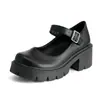 Novos Sapatos Femininos de Primavera e Outono Couro Patente Retro 40-44 Estilo College Britânico Sapatos Mary Jane de Salto Grosso Tamanho Grande Comércio Exterior