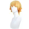 Cazador de demonios: Kimetsu No Yaiba, Cosplay de Zenitsu Agatsuma Cabello Falso Gradiente Amarillo Naranja Rosa Malla Cabello Corto Invertido Fácil de Peinar