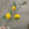Venta al por mayor de fábrica Fruta de Limón Simulada Fruta Artificial Fruta de Granada Material de Flor de Año Nuevo 3 Tenedores Pequeños Ramas de Fruta de Limón Simulada