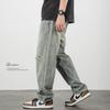 Otoño Nuevo jeans rotos moda hombre marca suelto recto pierna ancha talla grande lavado casual americano pantalones raspados