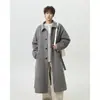 Colete Casaco de Lã Estilo Britânico Solto para Casais, Casaco Trench Casual de Comprimento Médio, Pesado para Primavera e Outono