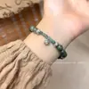 Nueva Pulsera China Retro de Loto con Cuentas para Mujer Diseño Nicho Estilo Étnico Accesorios de Pulsera Verde Oscuro
