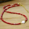 Colar Choker Colorido de Pérola de Água Doce e Cristal Estilo Ins da Moda Joias Transfronteiriças Atacado Simples Europeu e Americano