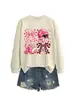Amazon eBay Estación Independiente Moda Casual Versátil para Mujer Animadora Cuadros Lazo Sudadera Deportiva Comercio Exterior