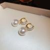 Brincos de pérolas com diamantes e agulhas de prata banhados a ouro verdadeiro, estilo francês, retrô, leve, luxuoso, elegante, sofisticado, para mulheres