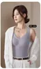 Chaleco térmico para mujer hecho de grafeno, tejido cepillado de doble cara, encaje de terciopelo para otoño e invierno con copa integrada fija, se puede usar como capa base