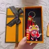 Ano Novo Estilo Chinês Ano do Cavalo Dança do Leão Panda Chaveiro Boneca Pingente Chaveiro de Carro Decoração de Bolsa Presente Atacado