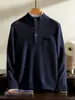 Suéter de Cachemir 100% Puro para Hombre Otoño e Invierno Camisa de Cuello Semi-Alto Suéter para Hombre Holgado Cálido Versátil Camiseta Base