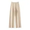 Pantalones anchos de cachemir 100% puro engrosados para otoño e invierno para mujer, pantalones largos de punto de pierna recta, prendas de abrigo de cachemir, simples y cálidos para ir al trabajo